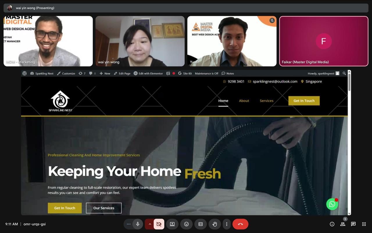 Master Digital team reviewing a client website in an online meeting