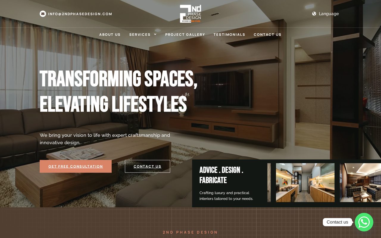 2nd Phase Design website homepage built by Master Digital