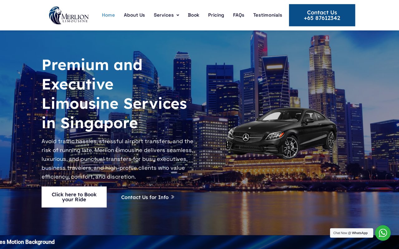 Merlion Limousine website homepage built by Master Digital