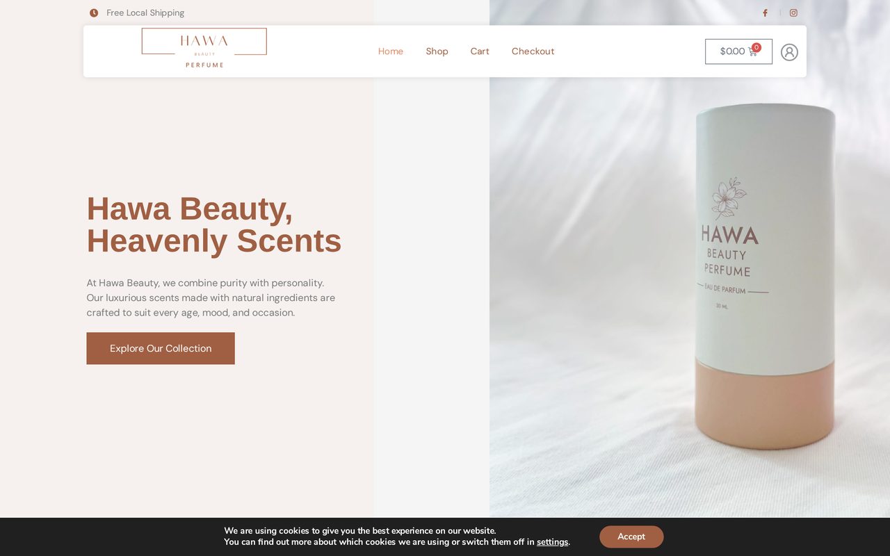 Hawa Beauty website homepage built by Master Digital