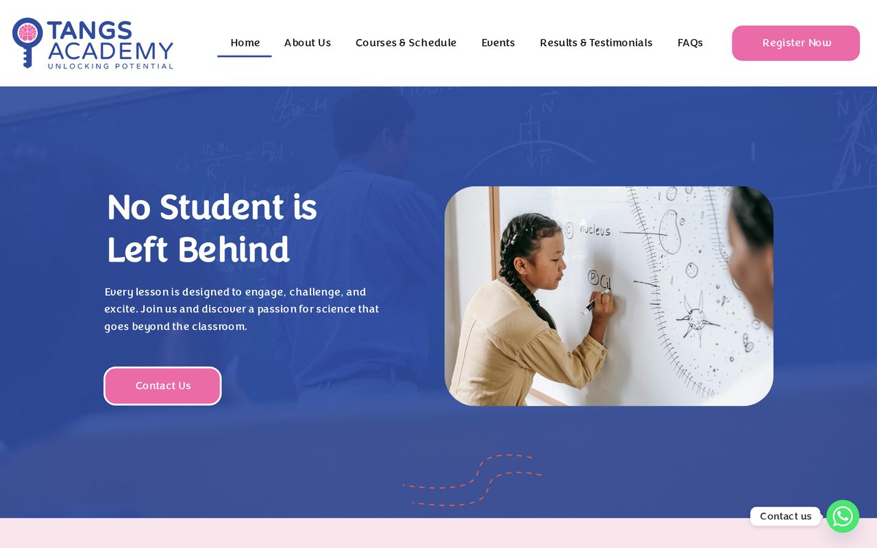 Tangs Academy website homepage built by Master Digital