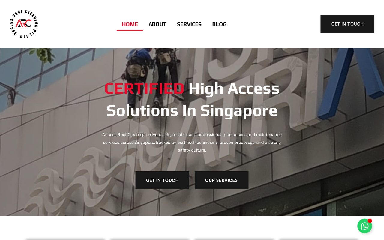 Access Roof Cleaning website homepage built by Master Digital