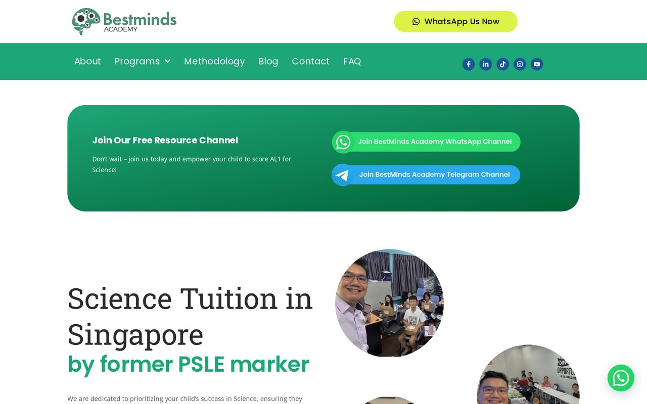 Best Minds Academy website homepage built by Master Digital