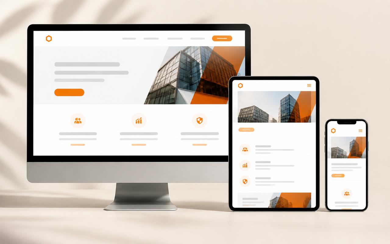 MASTER Website design shown on desktop, tablet and mobile